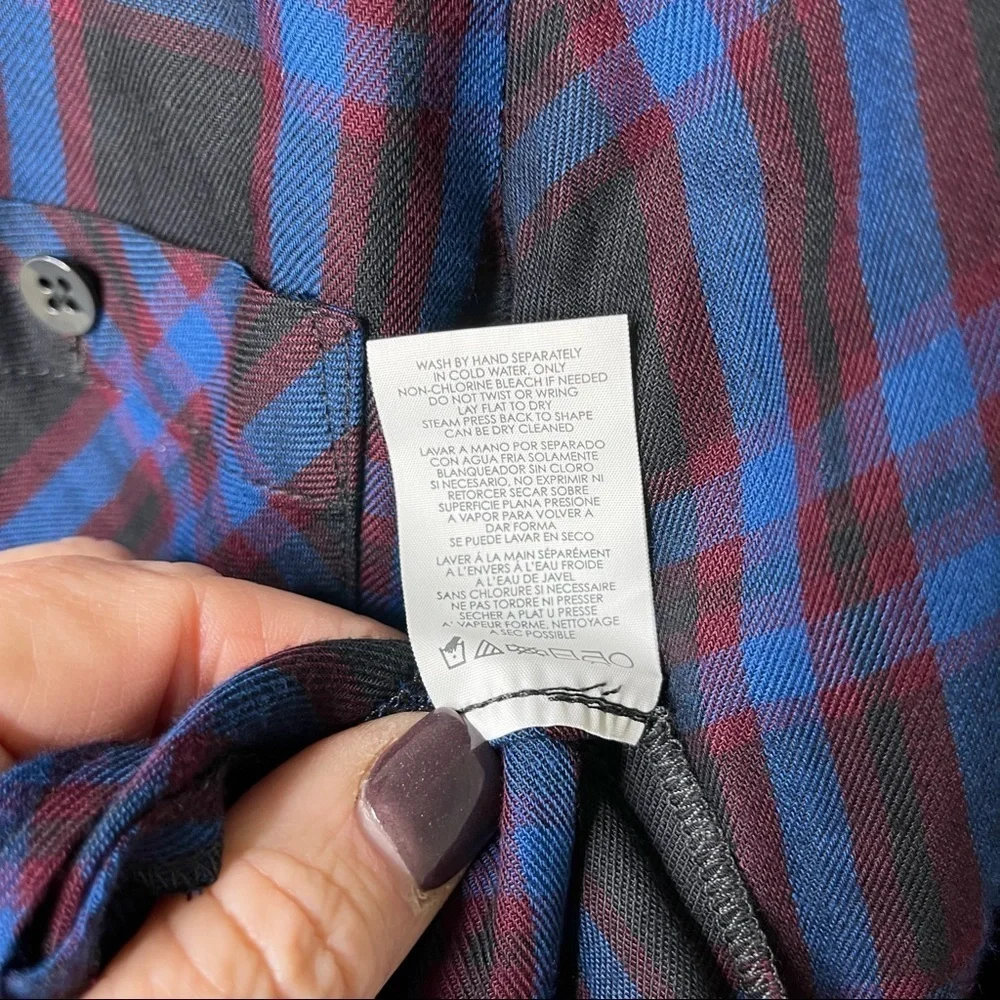 CAbi Moody Peplum Hem Plaid Shirt Black Blue Size Small Style 3431 - Picture 9 of 9